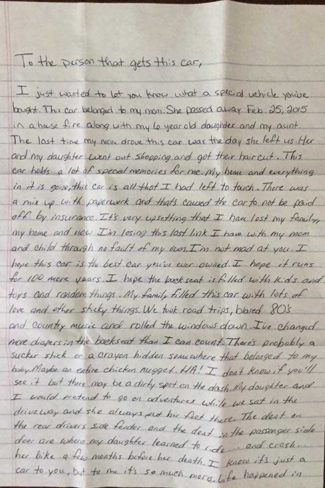 Mężczyzna kupuje córce na 16 urodziny używany samochód – w schowku znajduje zaadresowany do niego list
