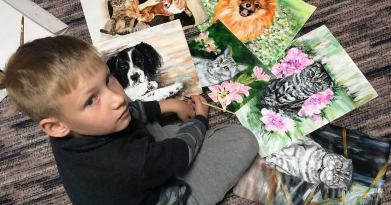 Dziewięciolatek maluje portrety zwierząt: powód jest wzruszający