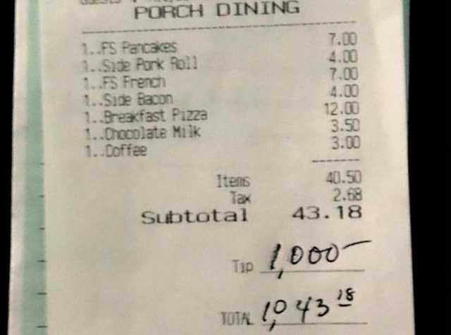 Kelner zerknął na rachunek i zaczął płakać. Nigdy nie spodziewał się takiego traktowania