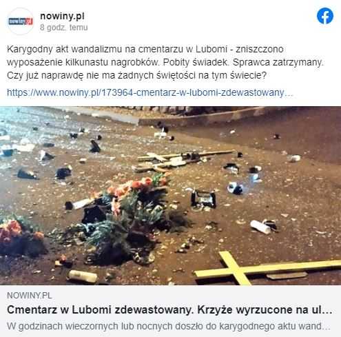 Koszmar na polskim cmentarzu, w nocy doszło najgorszego. Krzyże leżały na ulicy, porażające zdjęcia
