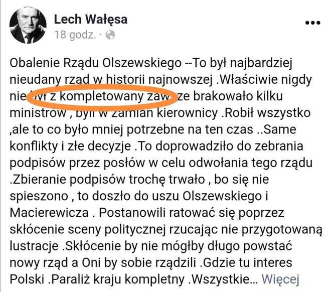 Wpadka roku! Lech Wałęsa naje się wstydu! Takich ortografów nie robią nawet w podstawówce