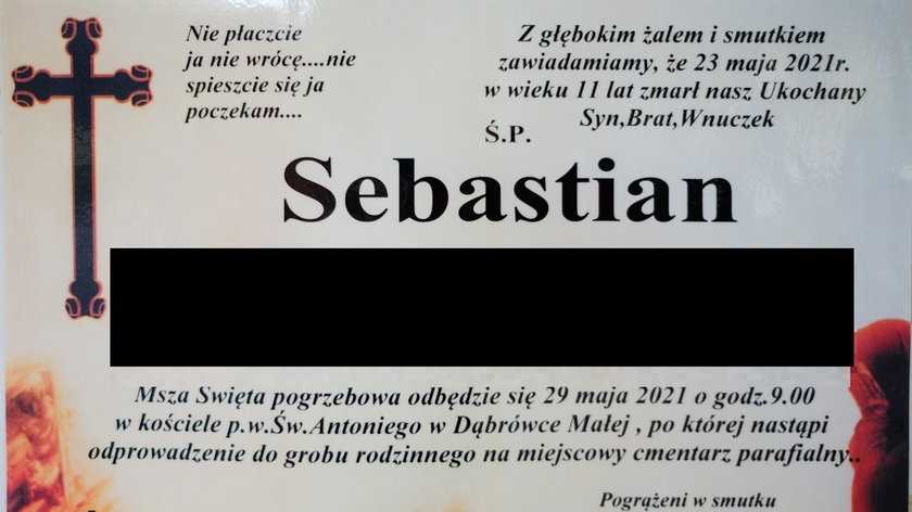 Bliscy Sebastianka przygotowują się do ostatniego pożegnania syna. Przejmujące słowa w nekrologu